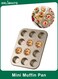 12 Cup Muffin Nonstick Pan, Carbon Steel Baking Tin for Cupcakes, Muffins, and Mini Treats, Easy Clean, Warp-Resistant, Oven-Safe