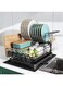 Dish Drying Stand, Drying Rack for Kitchen Counter, Stainless Steel Large Dish Strainer with Drainboard Set for Sink, 2 Tier Dish Drainers with Utensil Holder, Cups Holder,Extra Drying Mat
