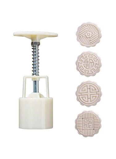 Dubai Gallery Mid-Autumn Festival Moon Cake Making Mould With 4 Stamps White 14.0X5.0X5.0Cm AMZ-N49256105A