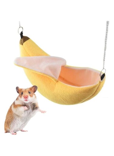 SWIUKPHE Banana Hamster Bed Hammock for Small Pets, Cotton &amp; Sponge, 20 x 6 x 6cm, Indoor Use, Sewn Construction