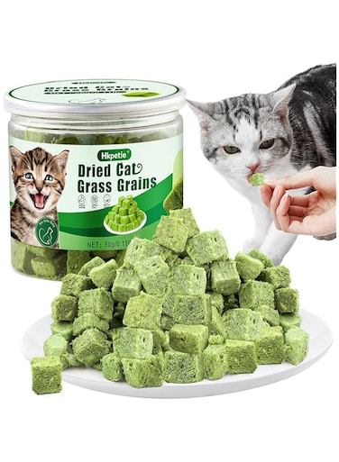 Hkpetie 50g Catnip Cat Grass Toys forIndoor Cats for Hairball Remove and Teeth Cleaning