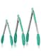 U-Taste Kitchen Tongs, 7/9/12 inches Cooking Tongs, with 600&ordm;F High Heat-Resistant Non-Stick Silicone Tips, 18/8 Stainless Steel Handle, for Food Grill, Salad, BBQ, Frying, Serving, Pack of 3(Teal)