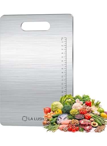LUSH Cutting Board, 316Grade Stainless Steel Chopping Board with built-in scale for Vegetable, Fruit, Meat. Double Sided Medical-grade Hygiene Durable non moldy (34&Atilde;&mdash;24)
