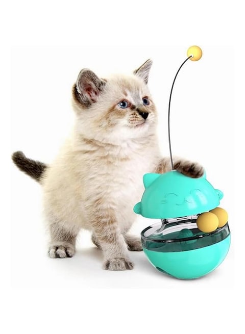 Vecolla Interactive Cat Toys Food Dispenser, Automatic Cat Wet Dry Food Feeder, Tumbler Catching Cat Food Carrier For Indoor Cats Kittens Kitty Adult Cats, Slow Feeding Training Cat Toy(Blue)