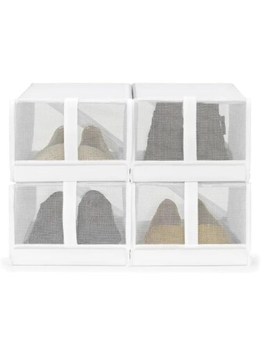 Whitmor White Mesh Shoe Boxes-Set of 4