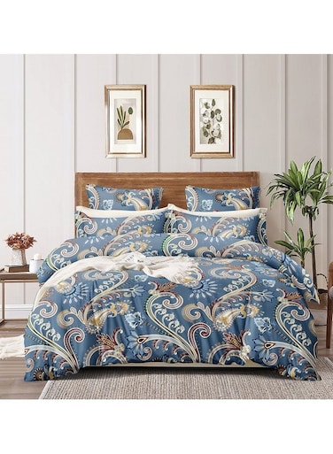 HOME STYLE Cotton Feel Glace Cotton Elastic Fitted All Around Printed Full Length Single Bed Bedsheet With 1 Pillow Cover(36"X78",Ash Berry Abstract),300 TC