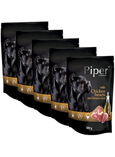 Piper Dog Food with Chicken Hearts and Brown Rice500g,&times;5
