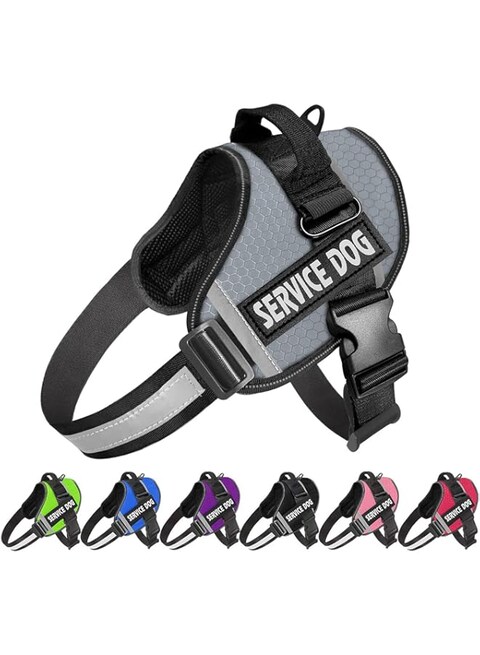 JSXD Dog Harness,No-Pull Service Dog Harness with Handle Adjustable Outdoor Pet Dog Vest 5M Reflective Nylon Material Vest for Breeds,Easy Control for Small Medium Large Dogs