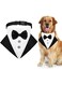 TERRIFI Formal Dog Tuxedo Bandana Dog Wedding Bandana Dog Collar with Bow Tie and Neck Tie Designs, Adjustable Tux Dog Bowtie Adjustable Neckerchief for Small Medium Dogs(L)