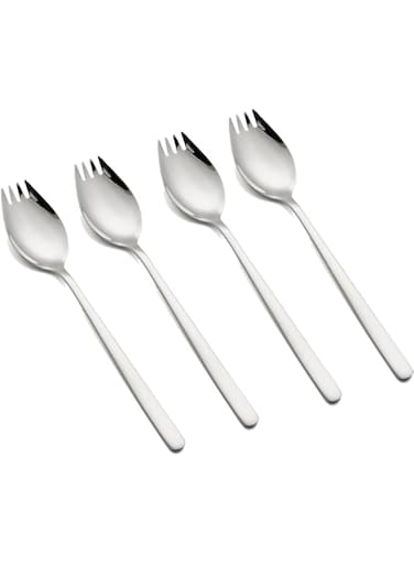 WRIVQSYO Sporks, 4-Pack 18/10 Spork Stainless Steel, Metal Spork for Everyday Household Use, 7.4-Inch Long Handle Dessert Spoons Ice Cream Spoons Salad Forks, Spork for Fruit Appetizer Dessert
