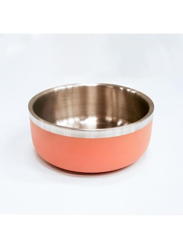 Saluki Stainless Steel Double Wall Dog Bowls, 350 ml Capacity, Peach