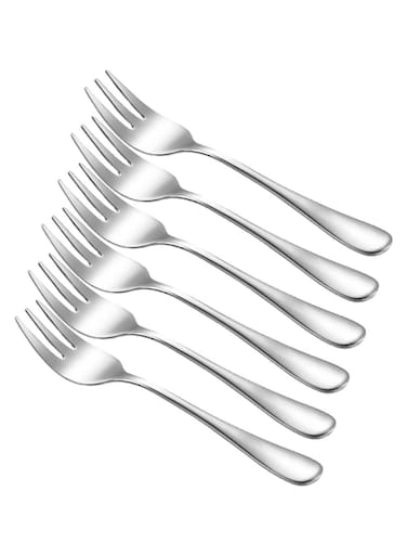 Dessert Forks 6 Pieces, Stainless Steel Cake Forks Silverware Set, Fruit Forks, Cocktail Forks, Appetizer Small Forks,   5 Inches
