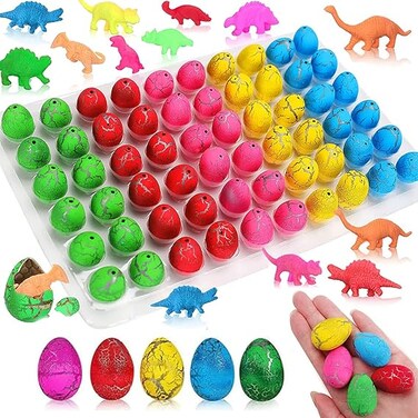 AM ANNA Dinosaur Eggs Toys,60 Pack Easter Dinosaur Eggs Hatching Dino Egg Grow in Water Games Science Kits Crack for Boys Girls with Hunting Game Stuffers Birthday Easter Gifts Party Favor