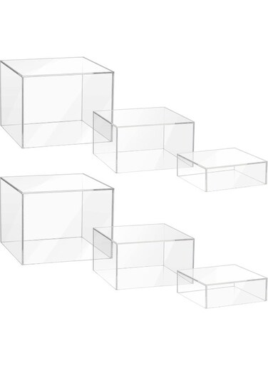 Acrylic Display Risers, 5-Sided Acrylic Riser With Hollow Bottoms