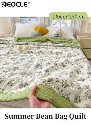 Summer Bean Bag Quilt Lightweight Breathable Fabric Quilted Comfort Machine Washable Perfect for Bedroom Hotel Guest Room