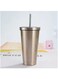 750ml Insulated Tumbler with Lid and Straw, Stainless Steel Vacuum Thermal Mug Insulated Coffee Tumbler, Double Wall Coffee Cup, BPA Free, Keeps Beverages Cold for 12 Hours - Golden