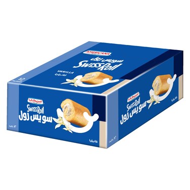 Americana Vanilla Cream Flavour Swiss Roll, 55g Pack of 12