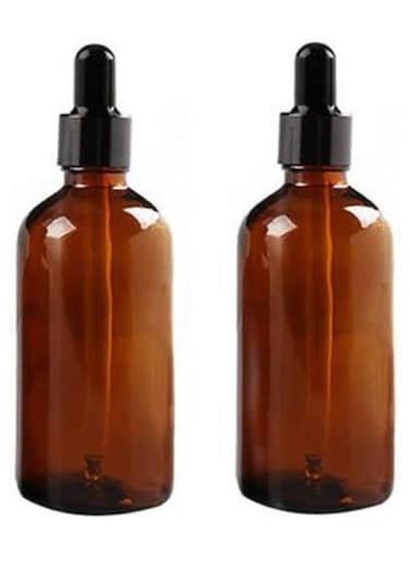 2Pcs 100ml Empty Refillable Amber Glass Essential Oil Bottle Vial Container with Glass Eye Dropper
