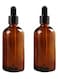 2Pcs 100ml Empty Refillable Amber Glass Essential Oil Bottle Vial Container with Glass Eye Dropper