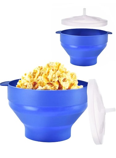 Microwavable Bowl, Microwave Popcorn Popper With Handles, Reusable Bowl Packets Container, Heat-Resistant, Easy To Clean&iuml;&frac14;&circ;Blue&iuml;&frac14;&permil;