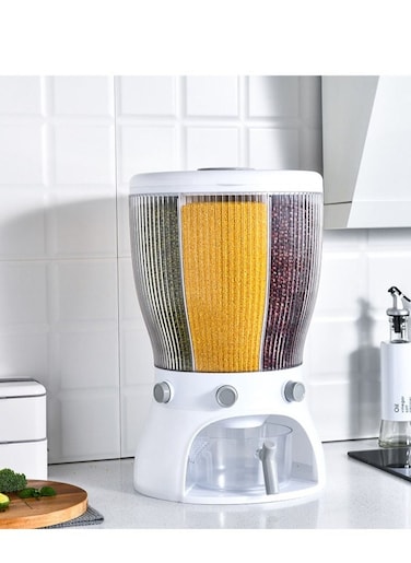 360 Degree Rotatable Large Capacity 4 Grid Food Dispenser Cereal Containers With Measuring Cup
