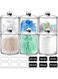 6 Pack of 12 Oz. Qtip Dispenser Apothecary Jars Bathroom with Labels - Holder Storage Canister Clear Plastic Acrylic Jar for Cotton Ball,Cotton Swab,Cotton Rounds,Floss Picks, Hair Clips (Clear)