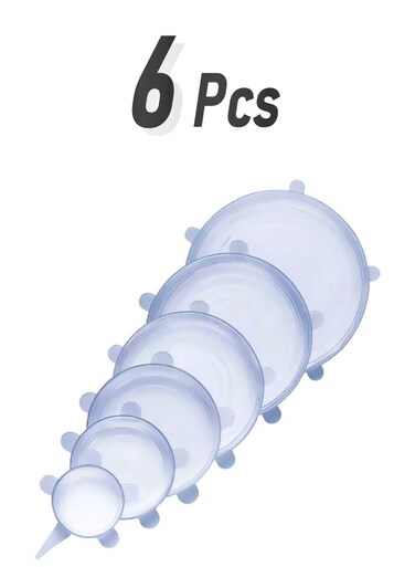 Silicone Stretch Lid Set Clear 6-Piece