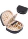 Portable Jewelry Box, Small Travel Double Layer PU Leather Mini Jewelry Display Case Earring Necklace Bracelet Ring Organizer Holder Box for Women Girl -Black