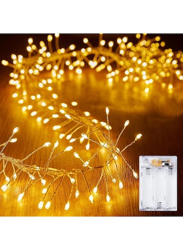 Pomefar Ramadan Decorations, 10Ft 100LED Firecracker Ramadan Lights, Waterproof Copper Wire Starry Lights for DIY Wreath Home Weeding Indoor Outdoor Decorations, Warm White