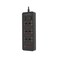 Porodo Blue 6 AC Power Strip with Dual Switch, 4 USB-A &amp; 2 USB-C Ports, 3000W, 3M UK Plug Extension