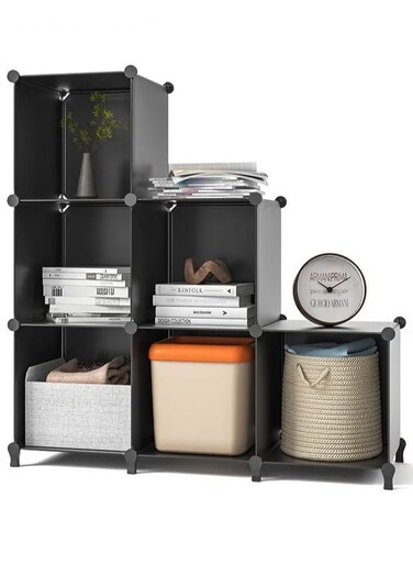 Closet Organizer,6 Cubes Storage Shelf,Portable Closet Organizer System,Closet Organizers And Storage Shelves,Bookcase Bookshelf For Bedroom,Wardrobe,Black
