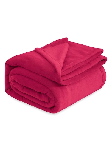 HOME&Acirc;&reg; 300 GSM Premium Plush Double Blanket for Bed, Sofa, Couch, Travel and Camping AC Blanket   220x230 cm   Red   SOLID FLANNEL