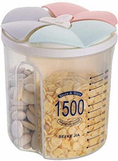 BPA Free Compartment Storage Container for Cereal Grain Sugar Flour Rice Nuts Snacks 1500ML