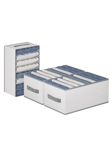 3 Pack Wardrobe Clothes Organizer, 8 Grids Waterproof Mesh Closet Organizer for Jeans, Foldable Washable Closet Storage Box for Clothes Wardrobe Home Bedroom Office