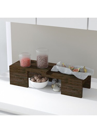 Wooden Storage Rack Kitchen Shelf Organiser, Spice Racks, Cupboard shelf for Home and Kitchen Storage - Black Brown Thermo Oak