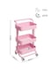 3-Tier Rolling Shelves Metal Cart Organizer Pink 85x45x35cm