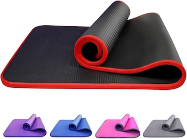 Yoga Mat Non-Slip NBR All-Purpose 10mm Thick Exercise Mat High Density Anti-Tear Pilates Mat with Carrying Strap for Yoga Pilates and Gymnastics - 183cm x 61cm x 1cm - 5 Colors Eco-Friendly