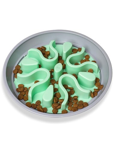 Outward Hound Fun Feeder Wobble Slo Bowl, Slow Feeder Dog Bowl, Wobble Bowl with Slow Feeder Insert, Medium, 2.5 Cups, Multicolor