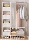Portable Wardrobe Storage Closet, Clothes Storage Cabinet with Curtain, Clothes Rack Multi-functional Storage Clothes Hanging Multi-Layer Shelving for Living Room, Bedroom, Clothes Room