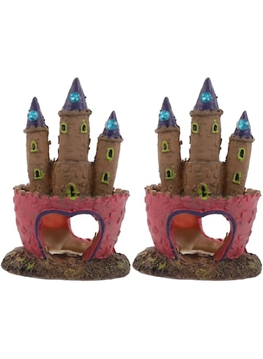 Toddmomy 2 Pcs Castle Fish Tank Landscaping Aquarium Decor Extra Large Aquarium Castle Terrarium House Sculpture Betta Fish Aquarium Hideaway Fish Breed Villa Rockery Resin Fish Nest