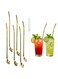 Premium Stainless Steel Spoon Straws Set, Golden 304 Grade Steel, 21.5 cm Length, Rust-Resistant Filter Spoon Design, 7-Piece Set (6 Straws + Cleaning Brush), Dishwasher Safe &acirc;&euro;&ldquo; SOBHYS