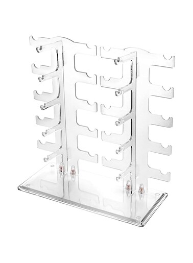 SYOSI 10 Pairs of Detachable Glasses Display Racks, Sunglasses Display Racks, Sunglasses Racks, Glasses Storage Racks, 2 Row Sunglasses Rack Holder Glasses Display Stand Transparent (1 Pcs)
