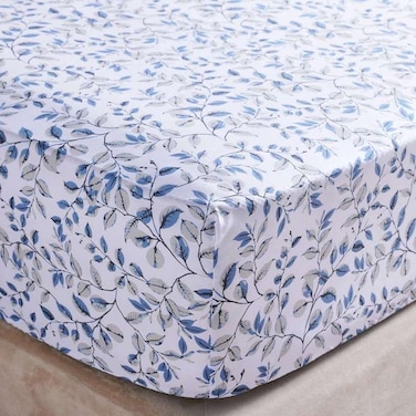 Home Meadow Printed Fitted Sheet - Blue and White - Single