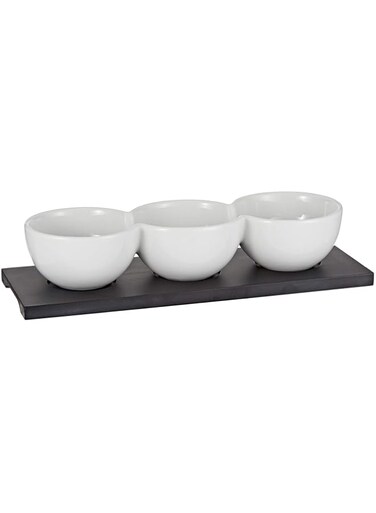 Harmony Mdf 3 Section Bowl With Tray White White