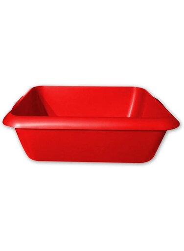 GAB Plastic, Rectangle Basin, Plastic Washbasin, Cleaning Accessory, Multipurpose Washing Sink, Medium Plastic Washbowl, Recycled Plastic, Sturdy and Durable. (Red)