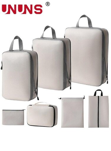 Packing Cube Set,7Pcs Compression Cubes For Suitcases,Lightweight Bags Organizer Luggage,Beige