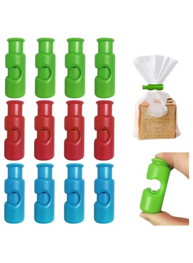 12PCS Colorful Bag Clips - Plastic Sealing Clips for Chips, Bread &amp; Food Bags