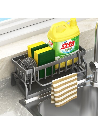 Kitchen Sink Draining Rack, Moisture-Proof and Rust-Proof Cutlery Sink Rack, Strong Load-Bearing Organized Storage Small Draining Rack for Kitchen Sink, Open Structure(Gray,Rodded)