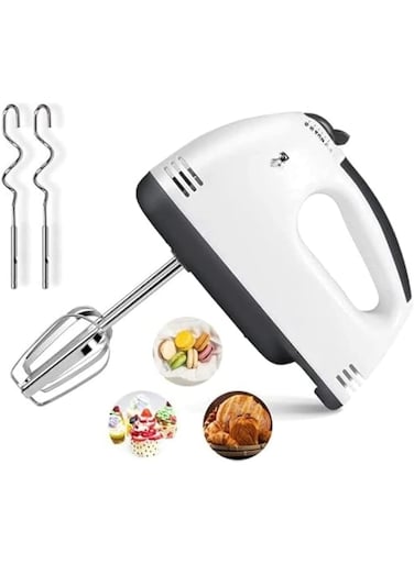Fitto Electric Hand Mixer 7-Speed, Powerful Handheld Mixer with Turbo Boost, Lightweight and Ergonomic Design, White &ndash; Perfect for Baking, Whipping, Mixing and Beating