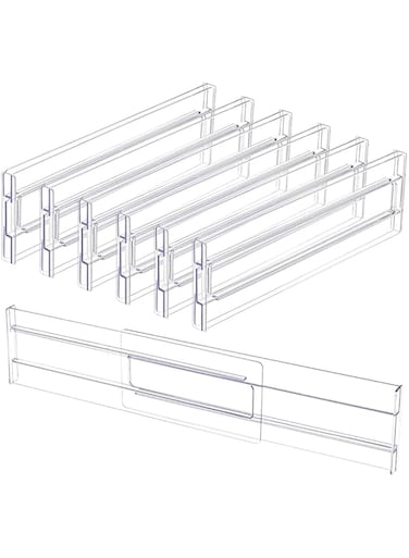 U-HOOME 6 Pack Drawer Dividers Organizers,Adjustable Separators Expandable from 11-20.6",Expandable Drawer Organization Separators for Kitchen, Clothes, Bedroom